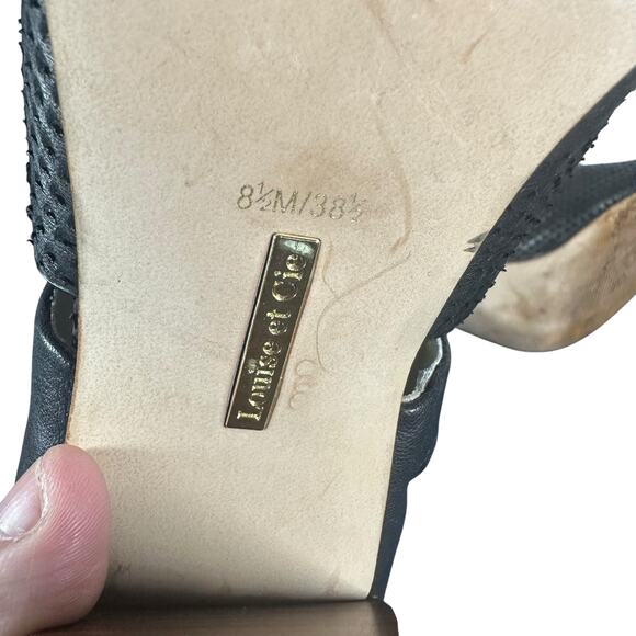 Louise et Cie Lo-Katlin Black Leather Heeled Sandals 8.5M Open Toe Bow Cutout - Picture 10 of 12